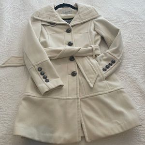 Cream wool winter trench coat xs black rivet brand